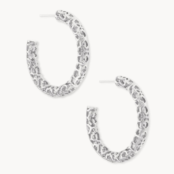 Kendra Scott Silver Textured Hoop Earrings - Picture 1 of 5
